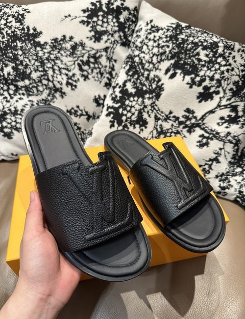 Louis Vuitton LV Cowhide Upper Slides Sheepskin Insole Original Sole