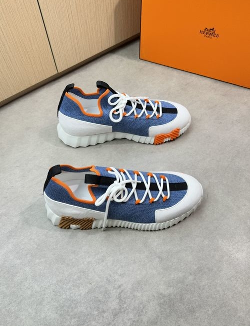 Hermes Casual Sneakers Suede Leather Canvas Upper