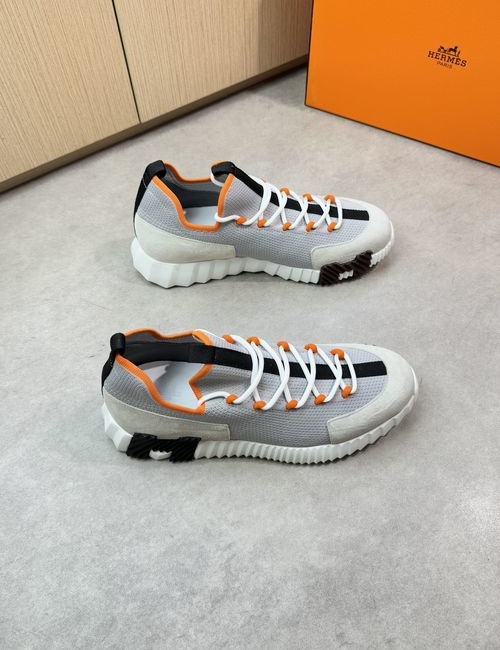 Hermes Casual Sneakers Suede Leather Canvas Upper