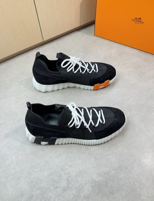 Hermes Casual Sneakers Suede Leather Canvas Upper