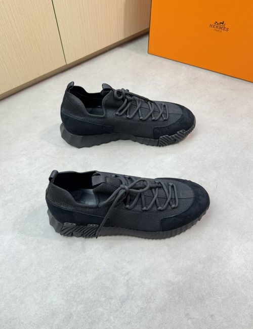Hermes Casual Sneakers Suede Leather Canvas Upper