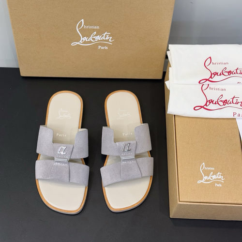 Christian Louboutin Genuine Leather Summer Slide Sandals