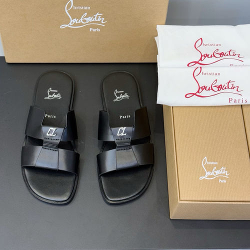Christian Louboutin Genuine Leather Summer Slide Sandals