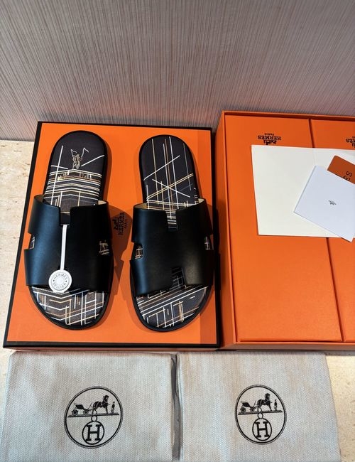 Hermes Classic Slippers 5D Printing Leather Upper