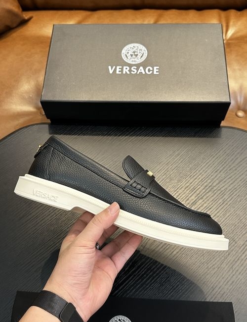 Versace Leather Casual Sneakers With Rubber Sole