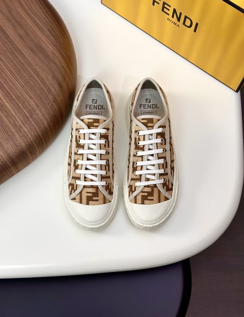 Fendi Match Lace-up Calfskin Sneakers