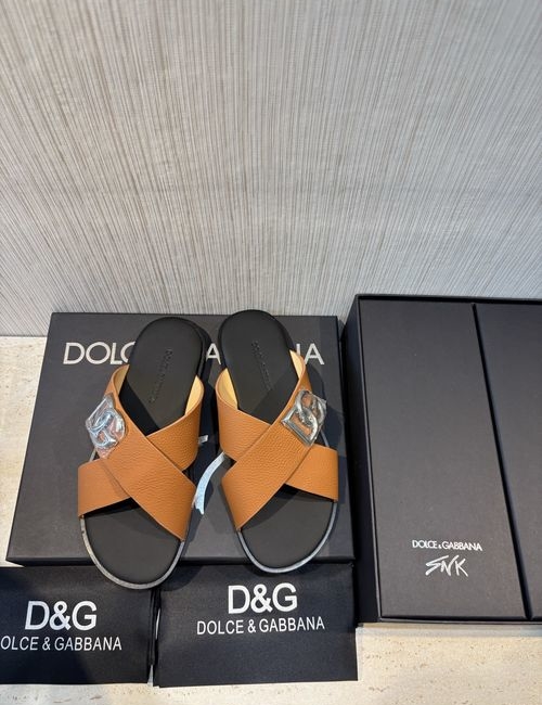 Dolce & Gabbana DG Calfskin Slippers Plated DG Logo
