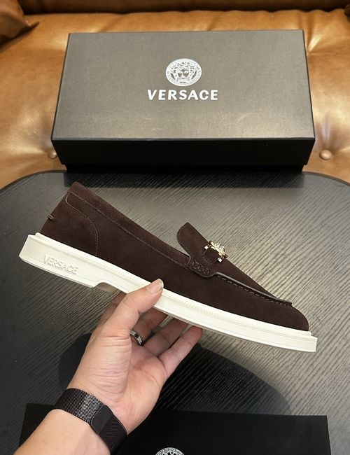 Versace Leather Casual Sneakers With Rubber Sole
