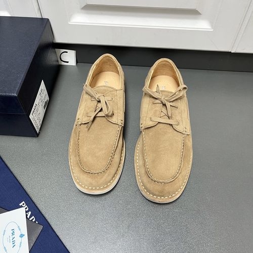 Prada Lace-up Leather Loafers Casual Elegant Shoes