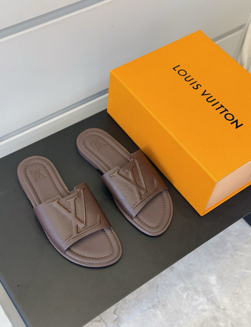 Louis Vuitton LV Waterfront Canvas Monogram Slides With Rubber Outsole