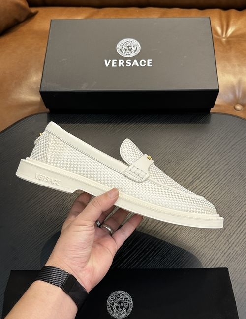 Versace Leather Casual Sneakers With Rubber Sole