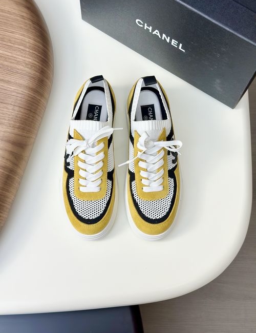 Chanel Color-block Mesh Sneakers Reflective Trim Breathable Lining
