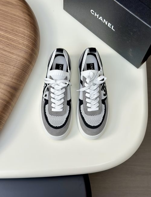 Chanel Color-block Mesh Sneakers Reflective Trim Breathable Lining