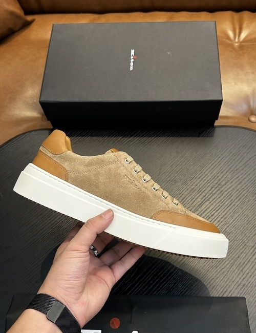 Kiton Calfskin Sneakers With Logo Details