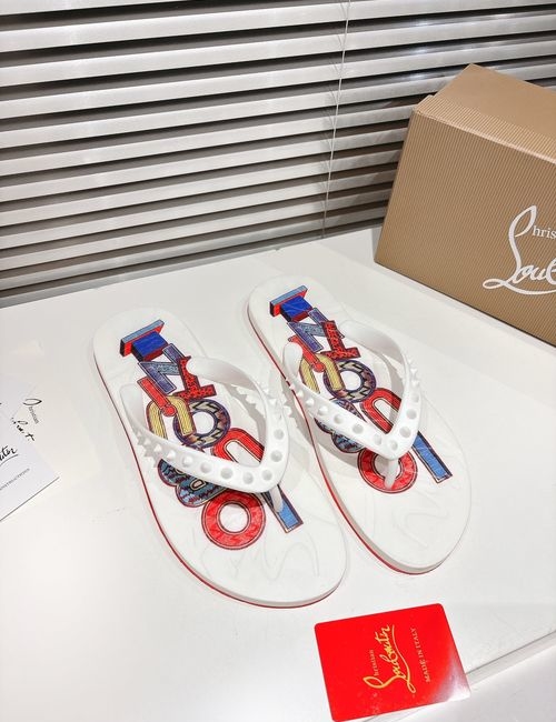 Christian Louboutin Printed Riveted Flip Flops