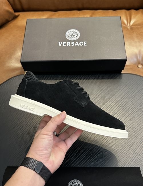 Versace Leather Casual Sneakers With Rubber Sole