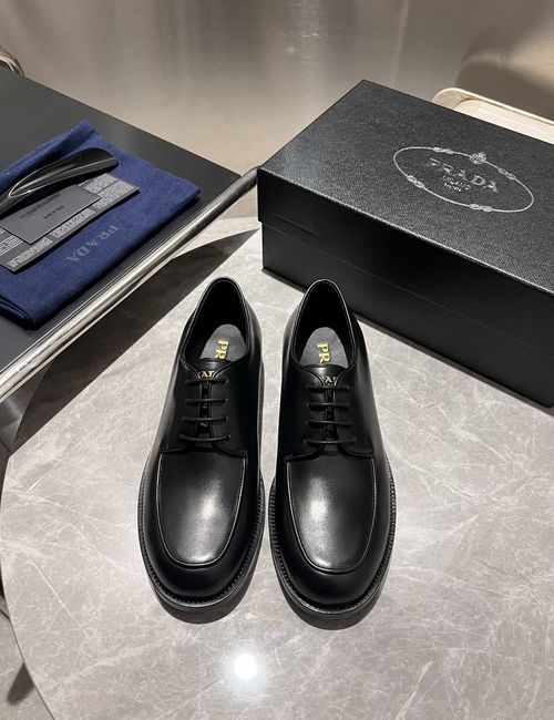 Prada Cow Leather Derbies Comfortable Durable