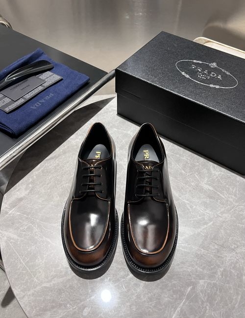Prada Patent Rub-off Leather Derbies Comfortable