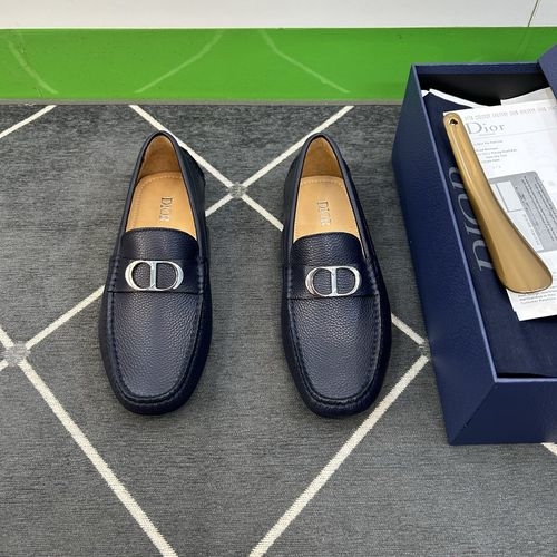 Christian Dior CD Loafers Litchi Grain Calfskin Non-slip Sole