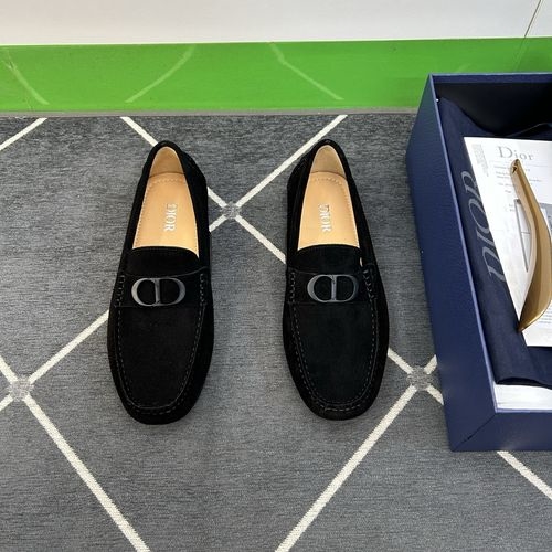 Christian Dior CD Loafers Litchi Grain Calfskin Non-slip Sole