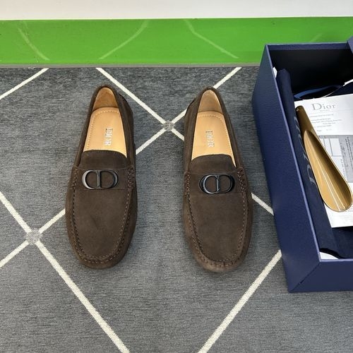 Christian Dior CD Loafers Litchi Grain Calfskin Non-slip Sole