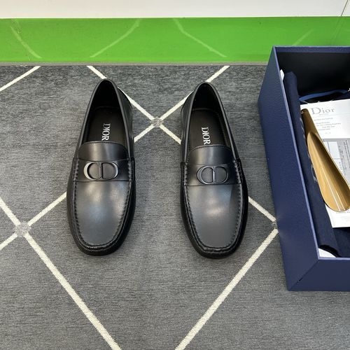 Christian Dior CD Loafers Litchi Grain Calfskin Non-slip Sole