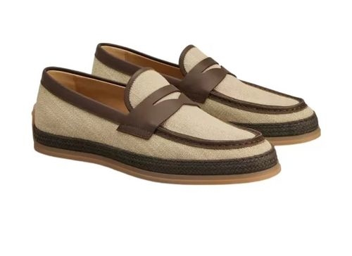 Tods Calfskin Loafers With Woven Rubber Sole