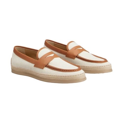 Tods Calfskin Loafers With Woven Rubber Sole
