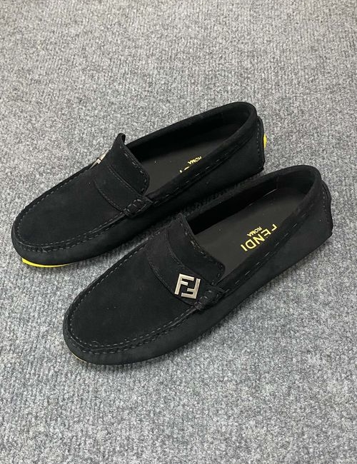 Fendi Calfskin Loafers With Metal Logo Detail
