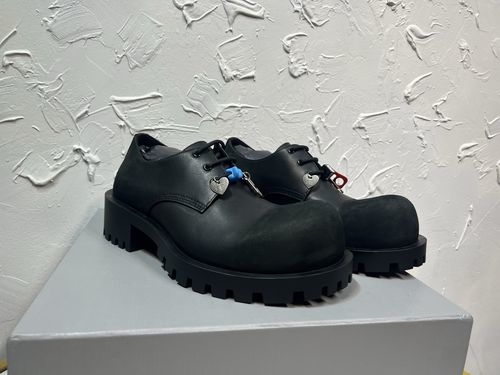 Balenciaga Hummer Lace-up Zip Charm Leather Shoes