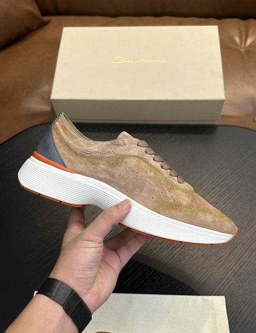 Santoni Grained Cowhide Leather Casual Shoes