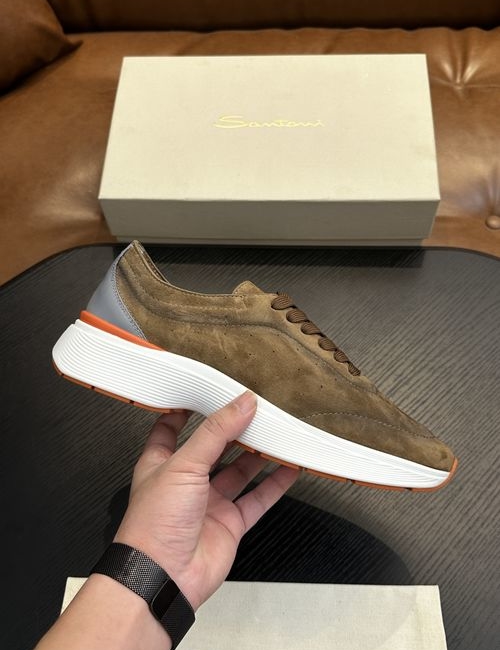 Santoni Grained Cowhide Leather Casual Shoes