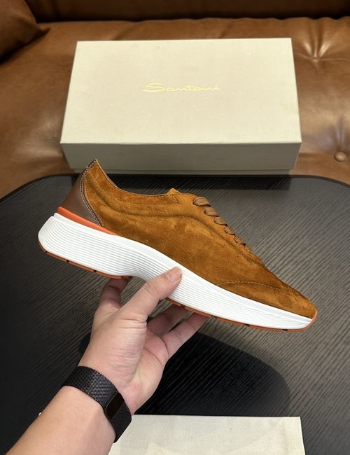 Santoni Grained Cowhide Leather Casual Shoes