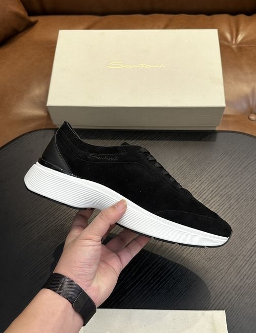 Santoni Grained Cowhide Leather Casual Shoes