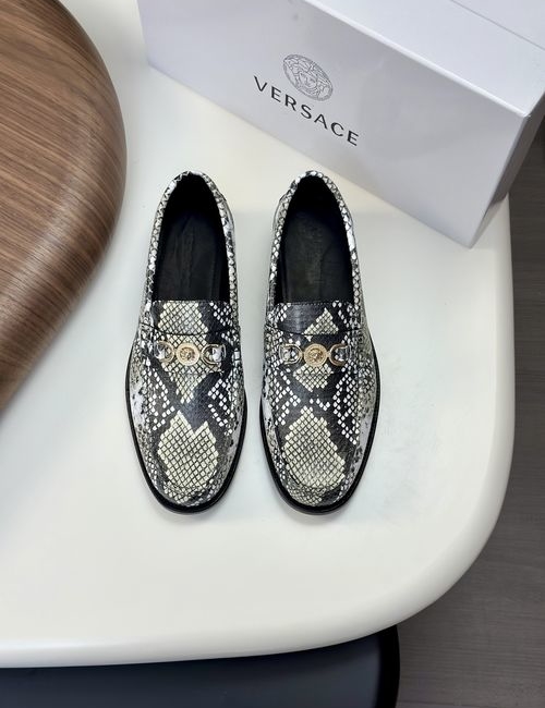 Versace Greek Key Pattern Leather Dress Shoes