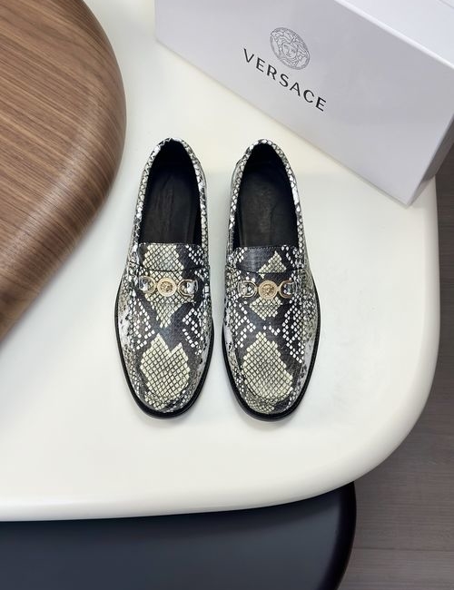 Versace Greek Key Pattern Leather Dress Shoes