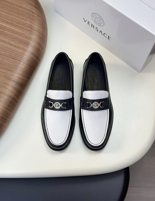 Versace Greek Key Pattern Leather Dress Shoes