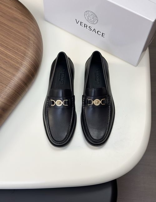 Versace Greek Key Pattern Leather Dress Shoes