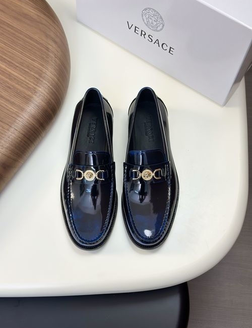 Versace Greek Key Pattern Leather Dress Shoes