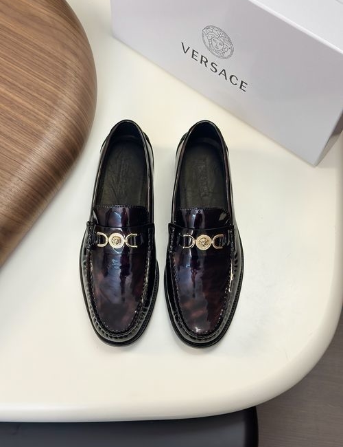 Versace Greek Key Pattern Leather Dress Shoes