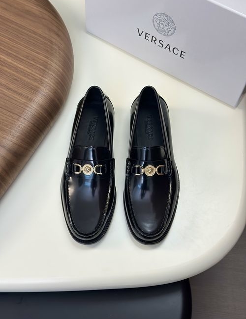 Versace Greek Key Pattern Leather Dress Shoes