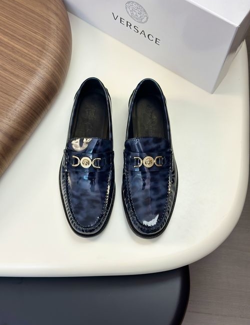 Versace Greek Key Pattern Leather Dress Shoes