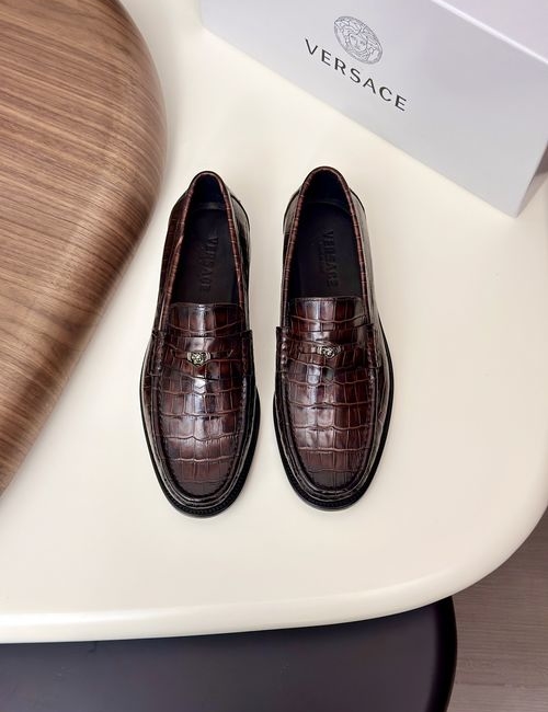 Versace Greek Key Pattern Leather Dress Shoes