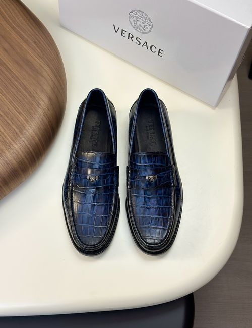 Versace Greek Key Pattern Leather Dress Shoes
