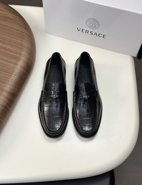 Versace Greek Key Pattern Leather Dress Shoes