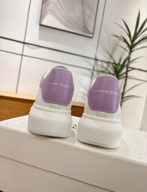 McQueen Purple Heel Leather White Sneakers