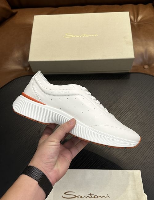 Santoni Grained Cowhide Leather Casual Shoes