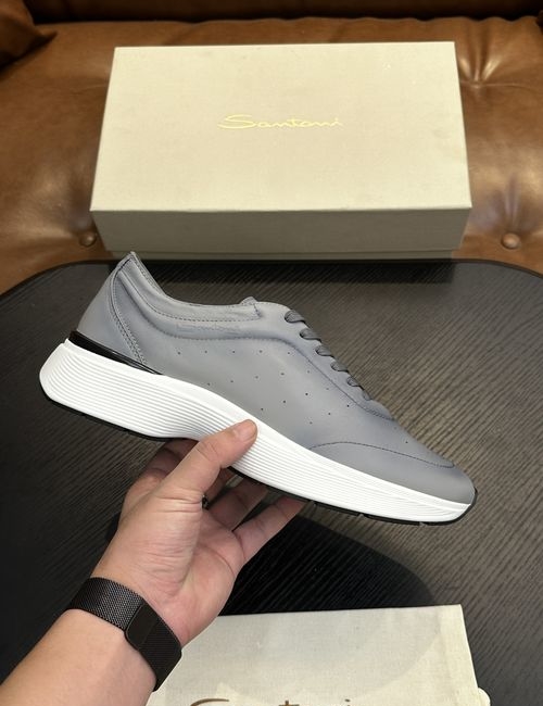Santoni Grained Cowhide Leather Casual Shoes
