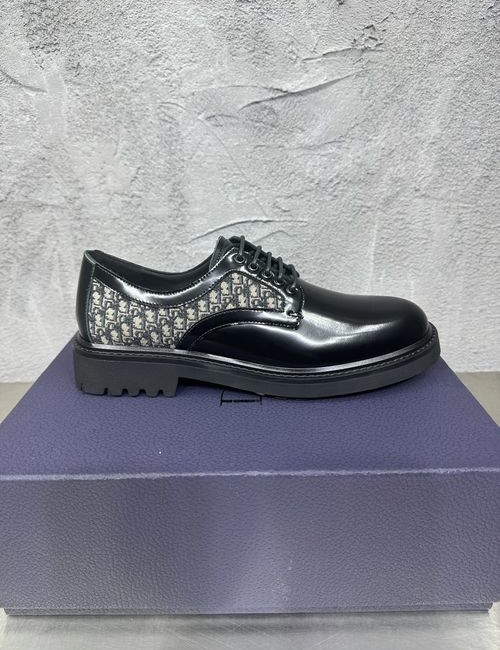 Christian Dior CD Chain Decor Square Toe Leather Loafers