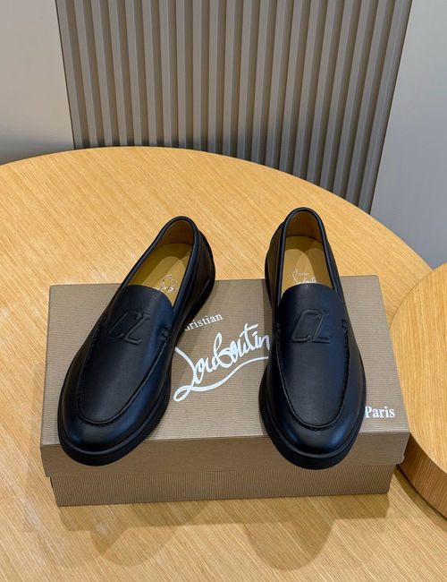 Christian Louboutin Leather Loafers With Red Lining
